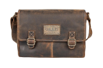 Elegant Gillis London 7753-BRN Vintage Brown Leather Camera Bag with Customizable Compartments and Adjustable Shoulder Strap